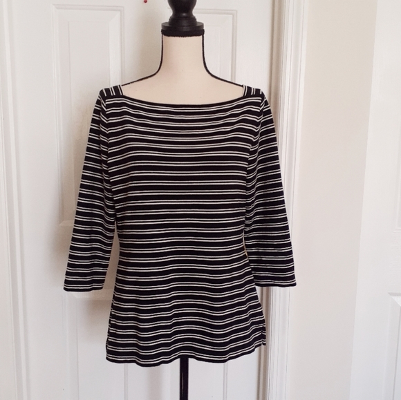 St. John Tops - St John Square Neck Striped Top